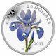 1 Oz Silver Coin 2013 $20 Canada Blue Flag Iris Veriscolor Swarovski Dew Drops