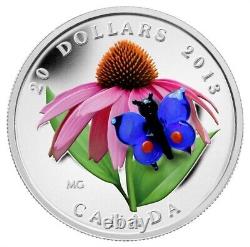 1 Oz Silver Coin 2013 Canada Glass Purple Coneflower & Eastern Tailed Butterfly