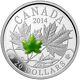 1 Oz Silver Coin 2014 $20 Canada Majestic Maple Leaves With Green Jade Stone