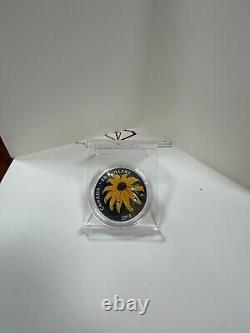 1 Oz Silver Coin 2015 $20 Canada Black-Eyed Susan with Swarovski Crystal Dew Drops