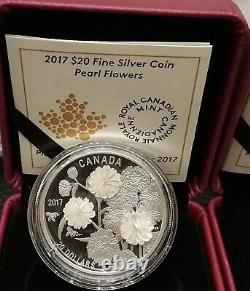 1 Oz Silver Coin 2017 $20 Canada Pearl Flowers Mother of Pearl Embellishments