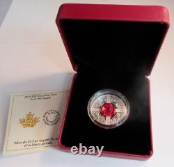 1 Oz Silver Coin 2019 $20 Canada Murano Glass Poppy Flower Lest We Forget