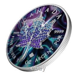 1 Oz Silver Coin 2022 Canada $5 Maple Seasons December Bejeweled Leaf Insert