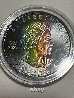 1 Oz Silver Coin 2023 Canada Maple $5 Rainbow Holo Limited Edition 100 pieces