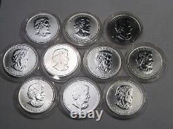 10 Silver 2016 $8 UNC Canadian Bison 1 oz. 9999 Fine Coins CANADA In Capsules