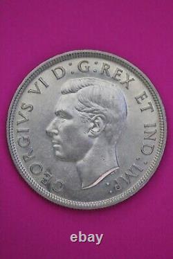 1947 Canada Silver Dollar Scarce Blunt 7 Variety. 800 Fine Silver Coin 28