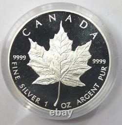 1979 1989 Canada $5 Maple Leaf 9999 Silver 1 oz Coin + Wooden Box J152