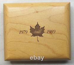 1979 1989 Canada $5 Maple Leaf 9999 Silver 1 oz Coin + Wooden Box J152