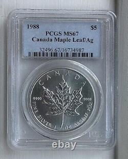 1988 $5 Canadian Silver Maple Leaf PCGS MS-67 First Year of Issue