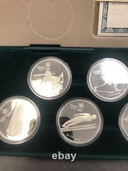 1988 Calgary Canada Winter Olympics 10 Coin Silver Proof Set in Box with COA