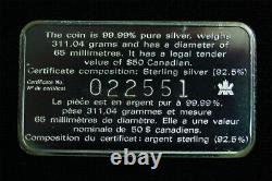 1998 $50 CANADA SILVER Coin 10 oz. Of. 9999 Fine SILVER