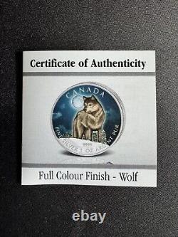 2011 1oz Canadian Wildlife Series Wolf (Full Color Finish) 99.99% Silver