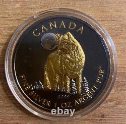 2011 $5 Canada Gilded Timber Wolf Wildlife at Night Series 1oz Silver Coin