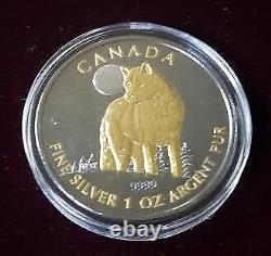 2011 Canada 5 Dollar Silver Wolf Wildlife at Night Series Box & COA