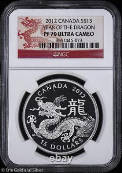 2012 $15 Canada Proof 1 oz Silver Year of the Dragon NGC PF 70 UC