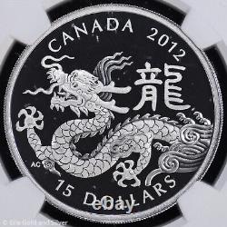 2012 $15 Canada Proof 1 oz Silver Year of the Dragon NGC PF 70 UC