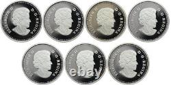 2012-2013 Royal Canadian Mint $20 Group of Seven 1 oz. 999 Silver 7 Coin Set