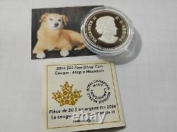 2014 Canada $20- 1.107oz High Relie- Cougar on the Mountain Rare Silver Coin