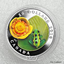 2014 Canada $20 Venetian Glass Leopard Frog & Water Lily 1oz silver coin