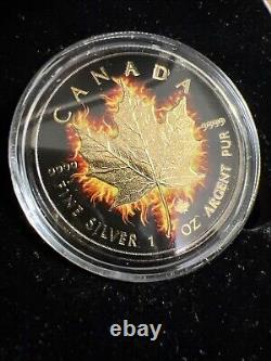 2014 FIRE MAPLE Colorized 1oz Canada Silver Maple Leaf no. 357 Of 500- FREE SHIP