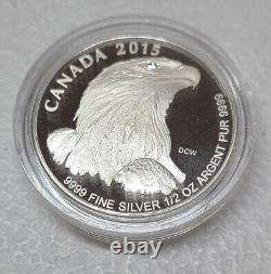 2015 Bald Eagle Canadian Fine Silver Fractional 4-Coin Set COA with Wood Box
