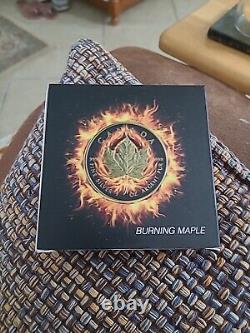 2015 Burning Maple Leaf Colorized 1oz Canada Silver 1 Of 500 Minted