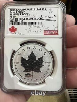 2015 CANADA MAPLE LEAF E=mc2 PRIVY S$5 NGC RP70 ONE OF FIRST 2500 STRUCK