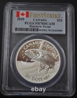 2015 Canada 1oz Silver Proof Rainbow Trout PCGS First Strike PR70DCAM