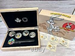 2015 Canada $20 Fine Silver Warner Looney Tunes 4 Coin Set With Watch Royal Mint