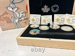 2015 Canada $20 Fine Silver Warner Looney Tunes 4 Coin Set With Watch Royal Mint