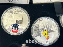 2015 Canada $20 Fine Silver Warner Looney Tunes 4 Coin Set With Watch Royal Mint