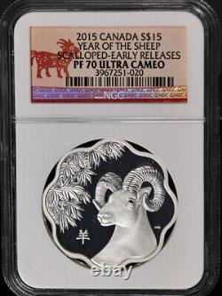 2015 Canada Silver $15 Year of the Sheep Scalloped NGC PF70 Ultra Cameo