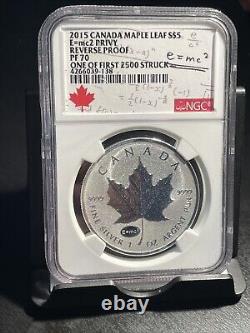 2015 S $5 Canada Maple Leaf E=mc2 Privy Reverse Proof PF70 First 2500 Struck