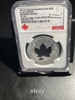 2015 S $5 Canada Maple Leaf E=mc2 Privy Reverse Proof PF70 First 2500 Struck