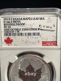 2015 S $5 Canada Maple Leaf E=mc2 Privy Reverse Proof PF70 First 2500 Struck