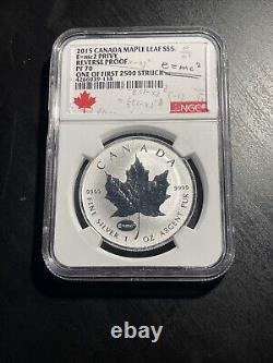 2015 S $5 Canada Maple Leaf E=mc2 Privy Reverse Proof PF70 First 2500 Struck