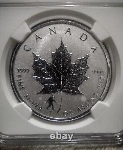 2016 CANADA $5 Silver Maple Leaf. 9999 Bigfoot Privy NGC PF70 First Day Of Issue