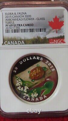 2016 Canada $20 1 oz Venetian Murano Glass TURTLE Colorized Silver Coin NGC PF69