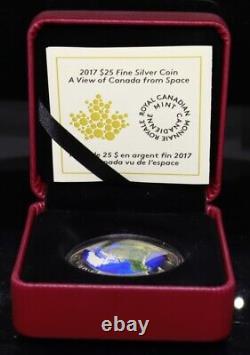 2017 $25 Canada View From Space. 9999 Fine Silver Convex Shaped Coin withBox & COA