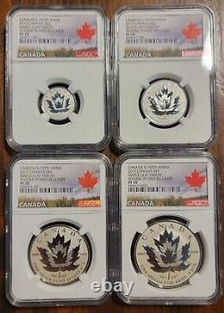 2017 CANADA 150 Fractional MAPLE LEAF Silver Reverse Proof 4 Coin Set RCM