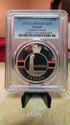 2017 Canada $20.9999 Silver 1oz Coin Army Military Medal of Sacrifice PCGS PR69