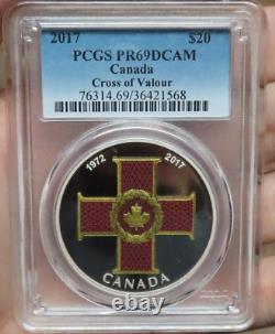 2017 Canadian $20.9999 Silver 1oz Coin Cross Of Valour Proof Military PCGS PR69