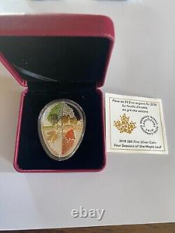 2018 Canada 20$ Four Season of The Maple Leaf. 9999 Fine Silver Colored Coin