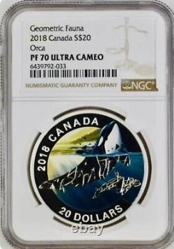 2018 Canada Geometric Fauna Orcas 1oz Silver Coin NGC PF 70 UCAM