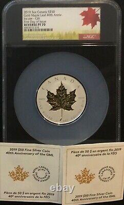 2019 3oz Canada S$50 Silver Gold Maple Leaf 40th Anniversary Incuse-Gilt FDOI