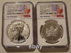 2019 American Silver Eagle & Canadian Maple NGC PF70 Pride of Two Nations
