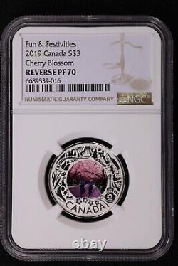 2019 Canada Fun & Festivities Silver 3 Coin Cherry Blossoms NGC Reverse PF 70