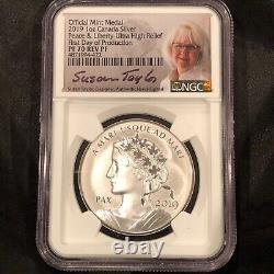 2019 Canada Silver Peace Liberty First Day Pf70 Rev Proof Taylor Mercanti #11m