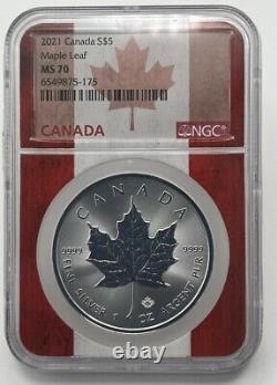 2021 Canada 1oz Silver Maple Leaf NGC MS70 Flag Core POP 213