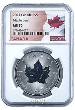 2021 Canada 1oz Silver Maple Leaf NGC MS70 Flag Label